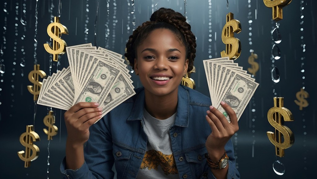 teenager with money in her hands representing how to Budget for Kids