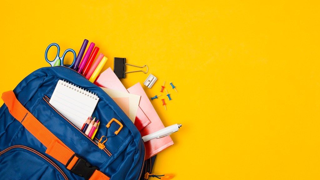 backpack with school supplies showing that quality prevails over price when you are doing budgeting activities for kids