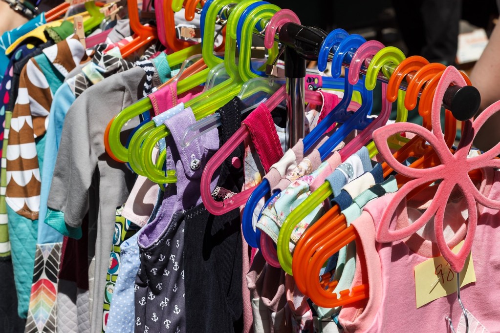 Second-hand clothes shopping for kids