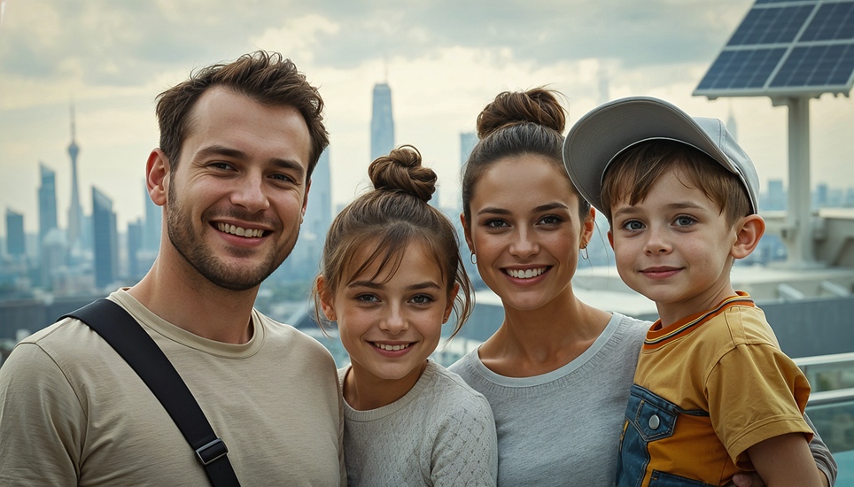 Happy parents and kids on holiday
