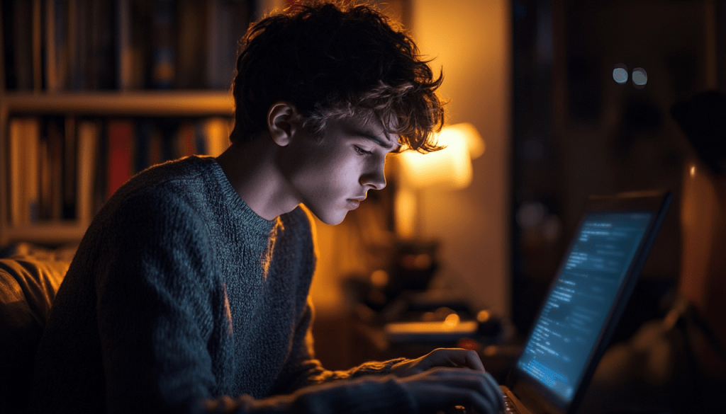 Teenage boy working on his laptop showing that teenagers can start an online business with their parent's help