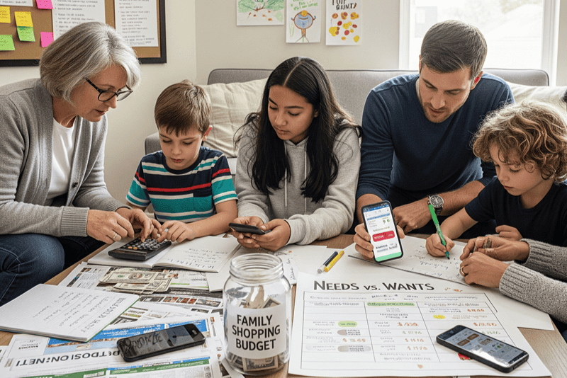 Family planning black friday shopping building financial literacy together with money management activities