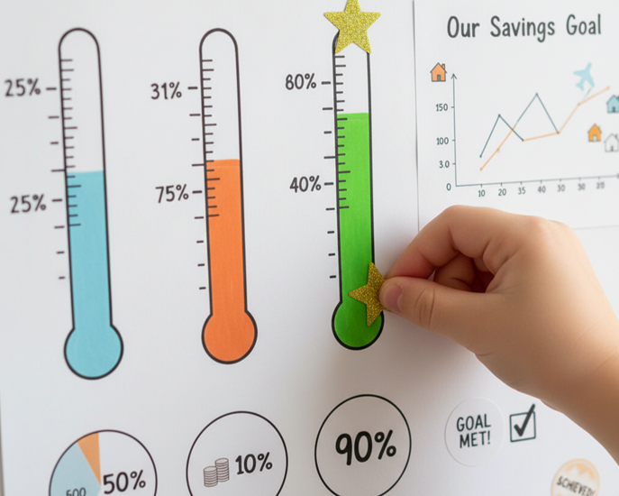Vision board financial progress tracking 