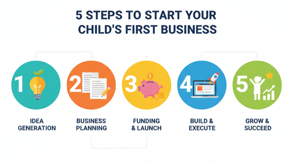 Five steps to start child's first business infographic