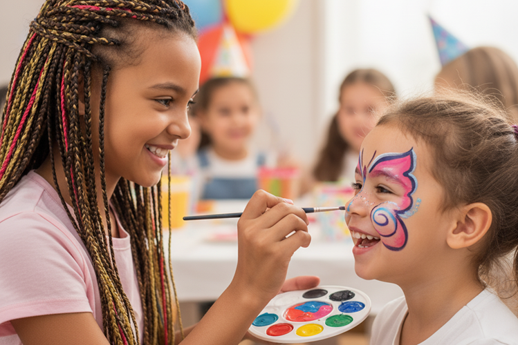 ways for kids to make money at parties - tween doing face painting service